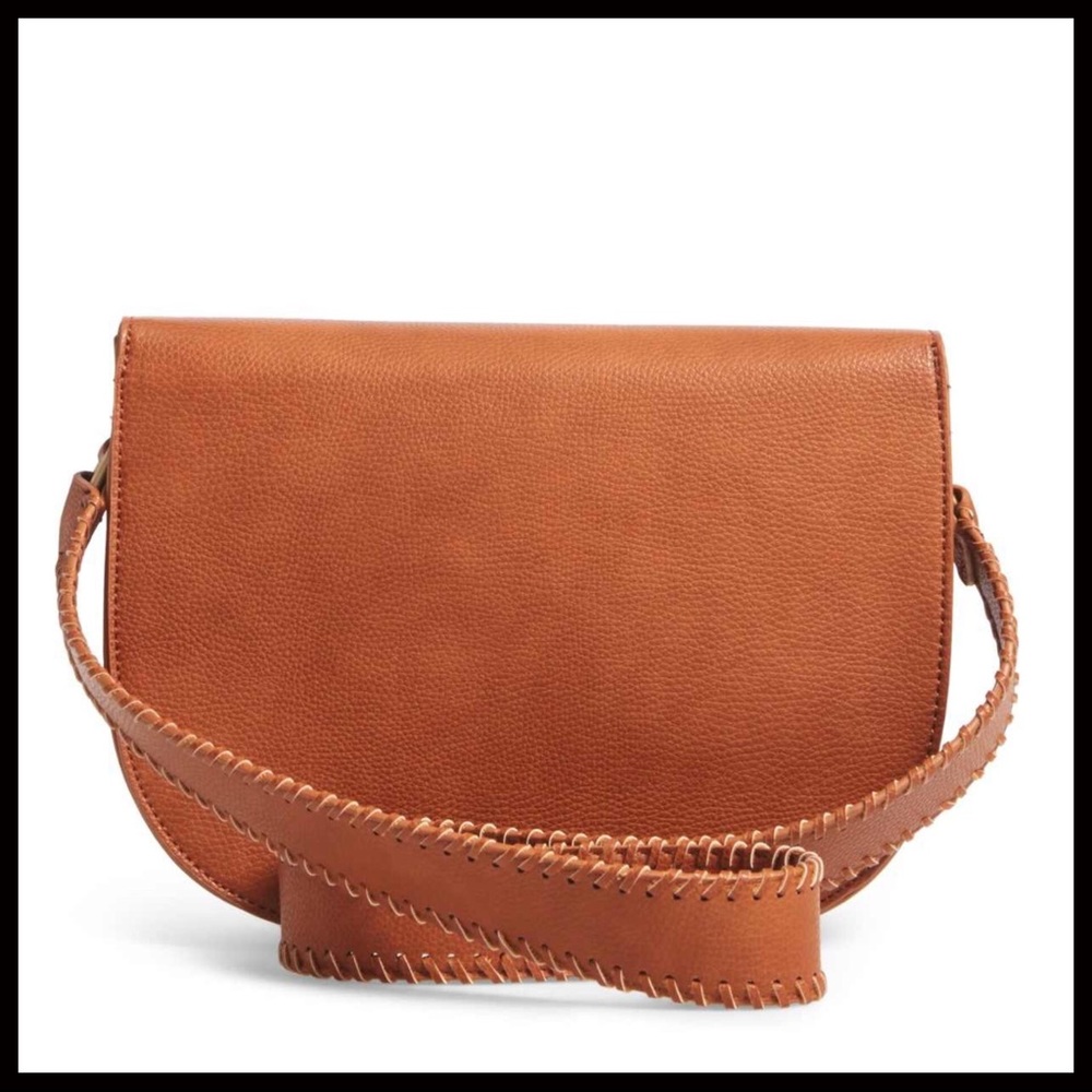 TAN VEGAN LEATHER SADDLE SHOULDER BAG A2C - Picture 4 of 6